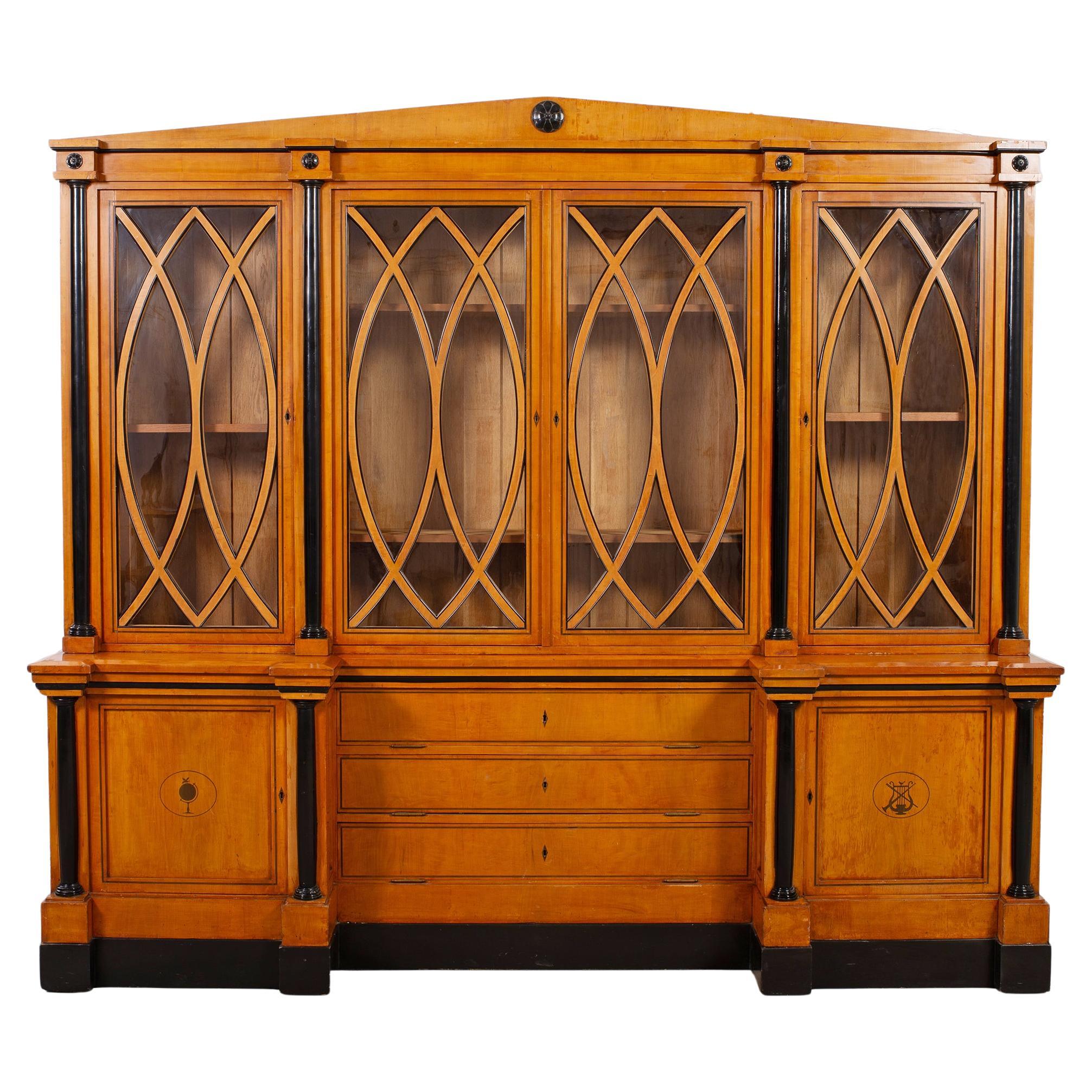 19th Century Austrian Biedermeier Fruitwood Bibliotheque Bookcase For Sale