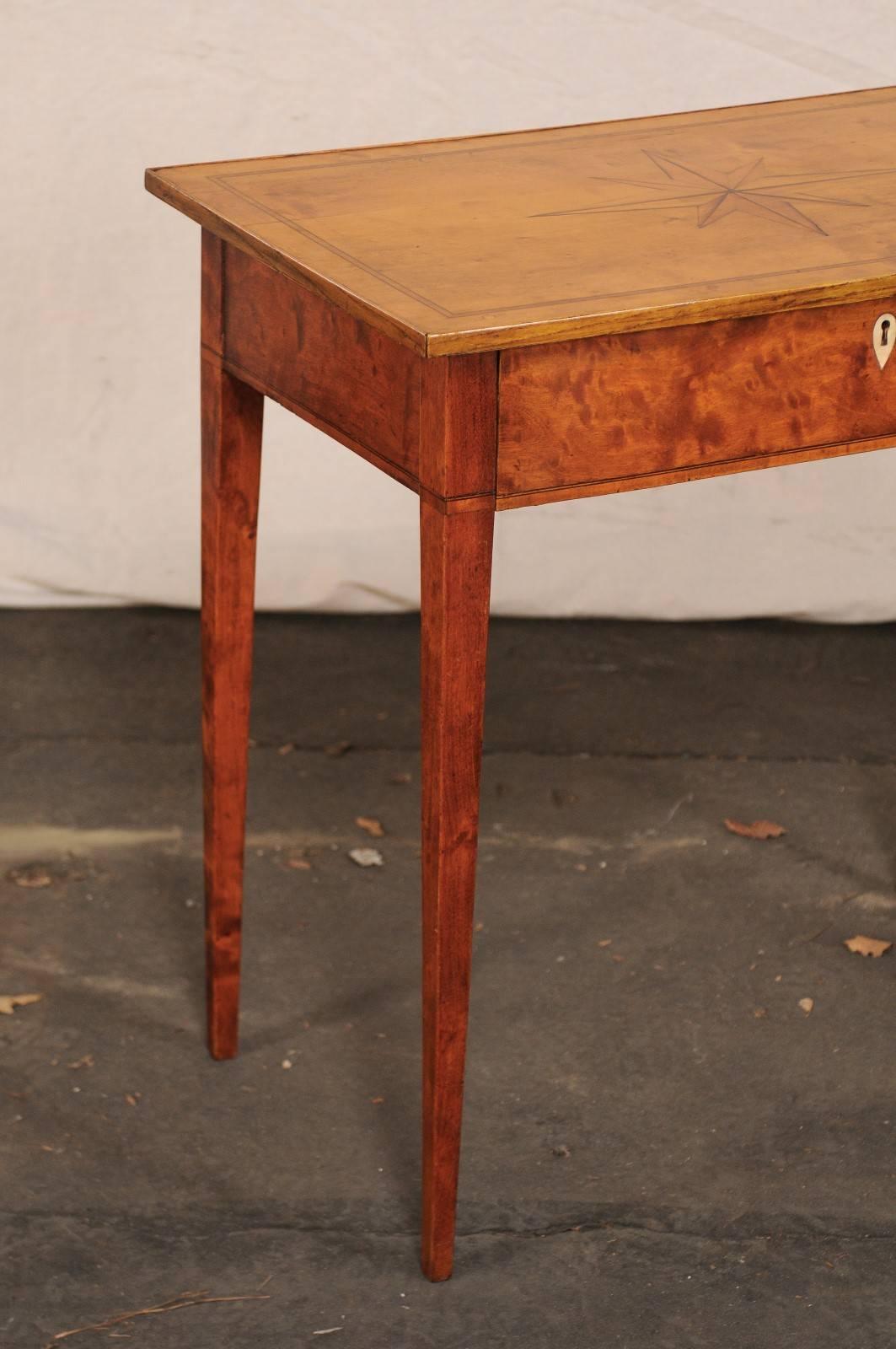 19th Century Austrian Biedermeier Inlaid Work Table with One Drawer In Good Condition In Atlanta, GA