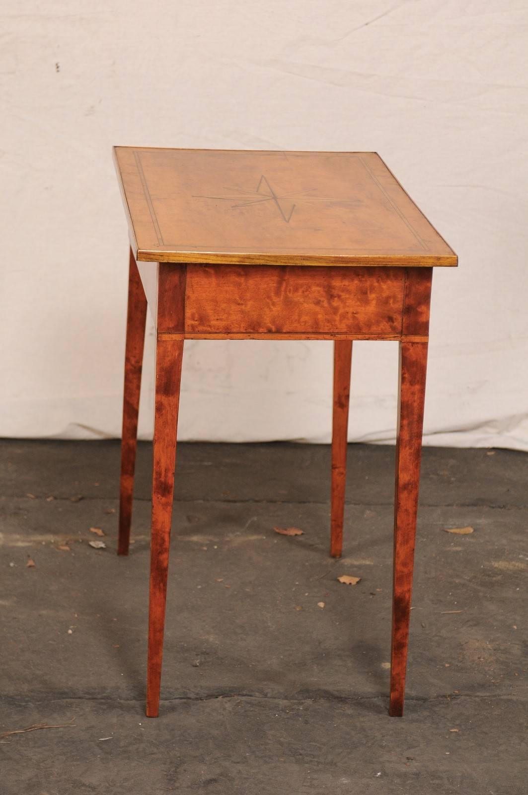 19th Century Austrian Biedermeier Inlaid Work Table with One Drawer 4