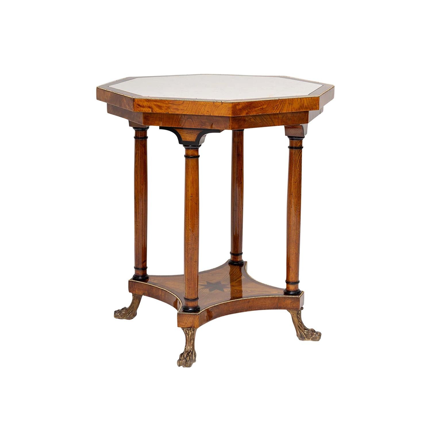 Hand-Carved 19th Century Austrian Biedermeier Octagonal Ashwood Occasional Side Table For Sale