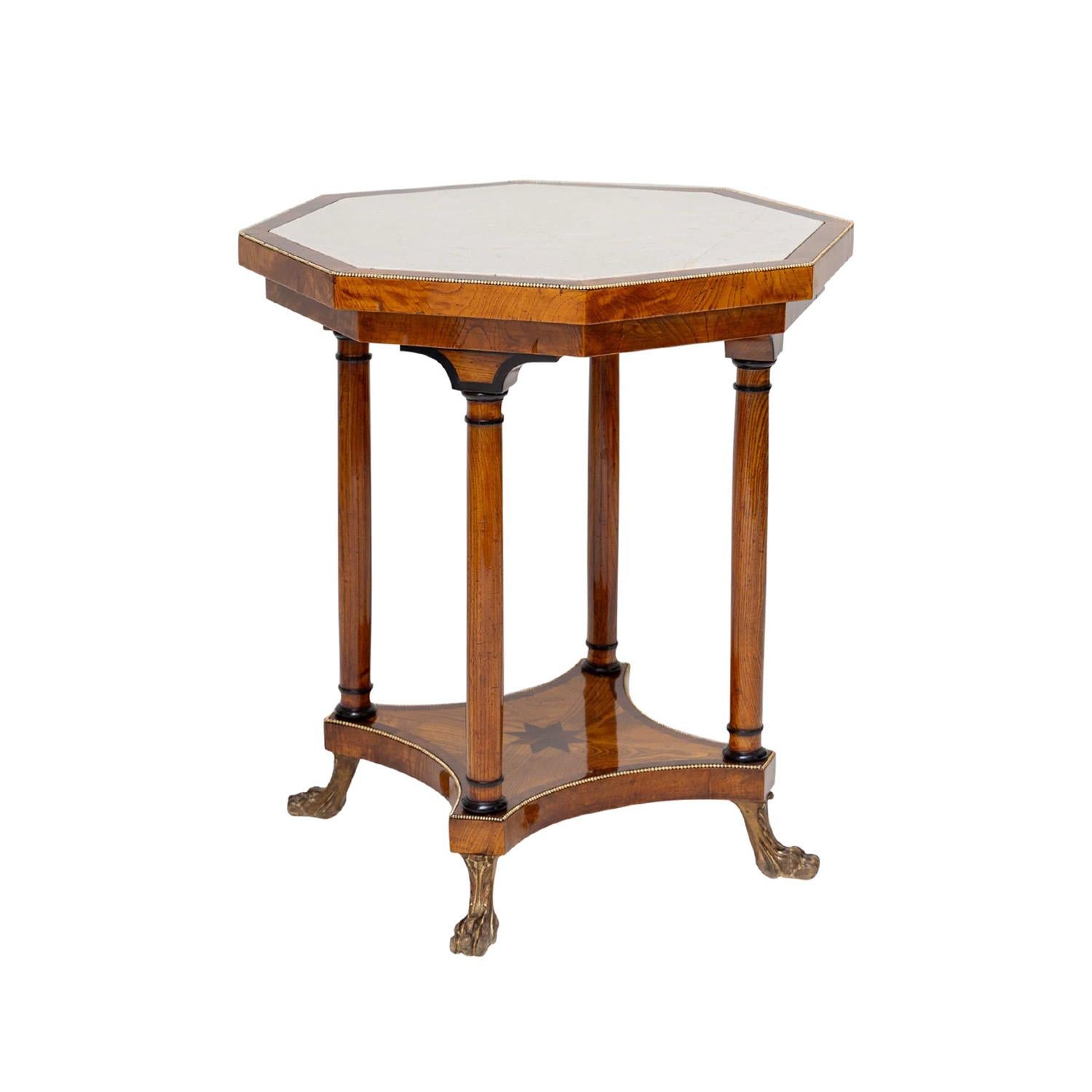 Metal 19th Century Austrian Biedermeier Octagonal Ashwood Occasional Side Table For Sale