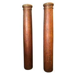 19th Century Austrian Pair of Antique Biedermeier Polished Cherrywood Columns