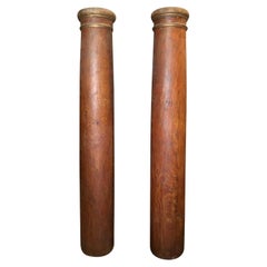 19th Century Austrian Biedermeier Pair of Antique Polished Cherrywood Columns