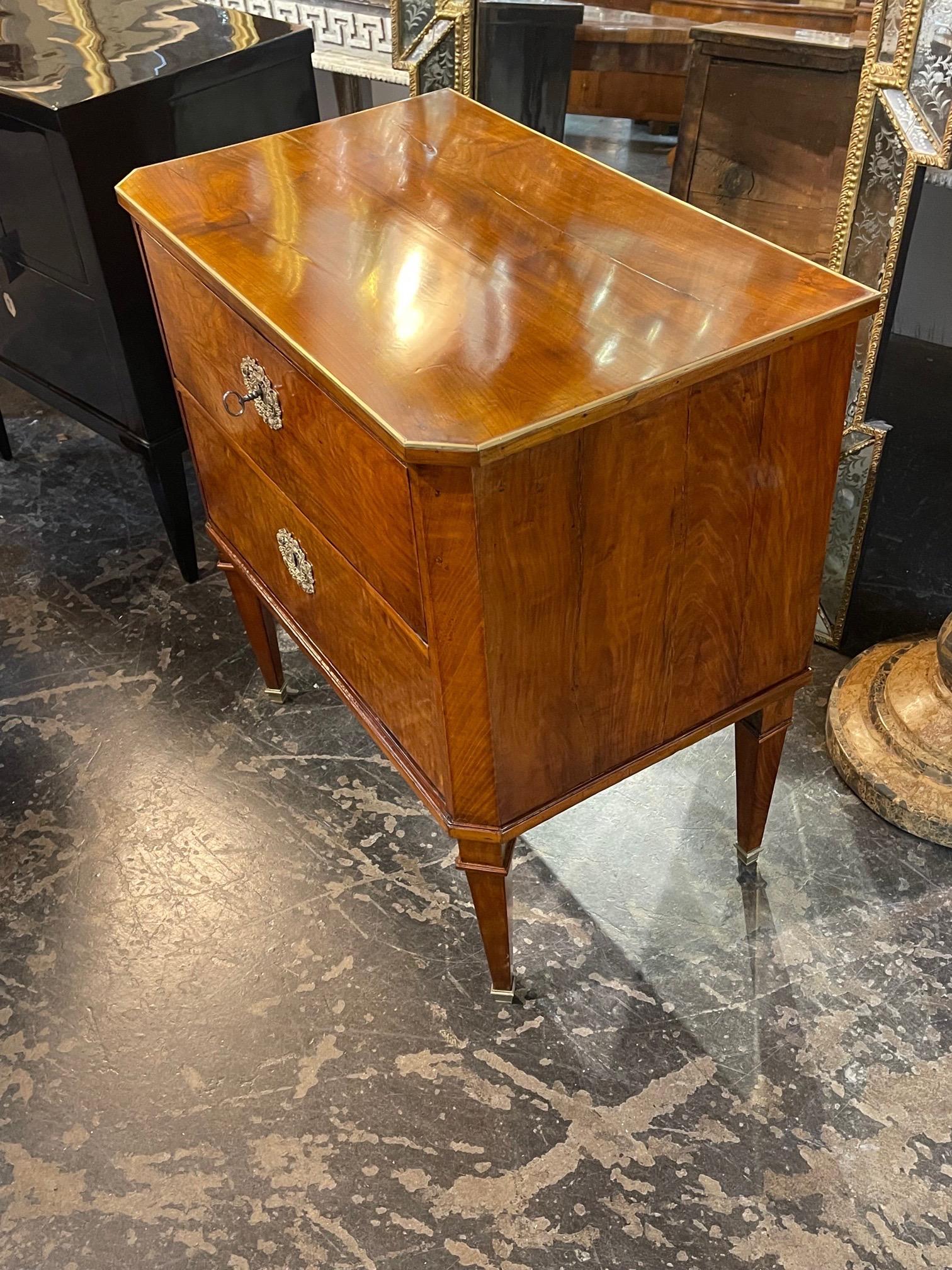 19th Century Austrian Biedermeier Walnut and Brass Side Table 4