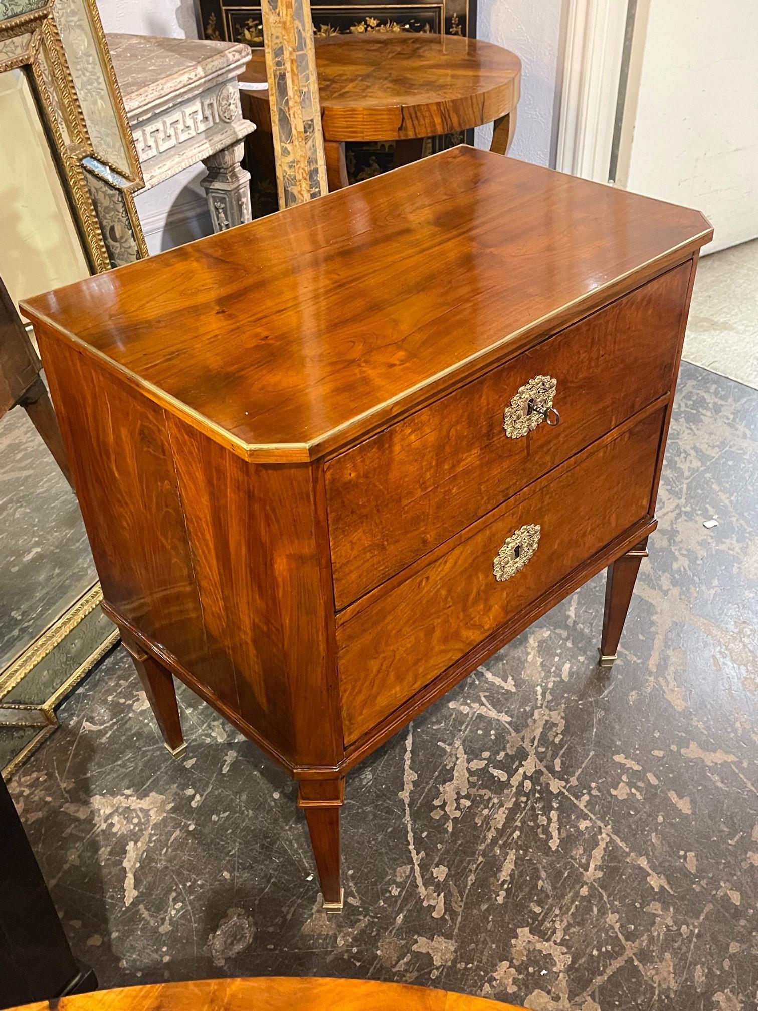 19th Century Austrian Biedermeier Walnut and Brass Side Table 5