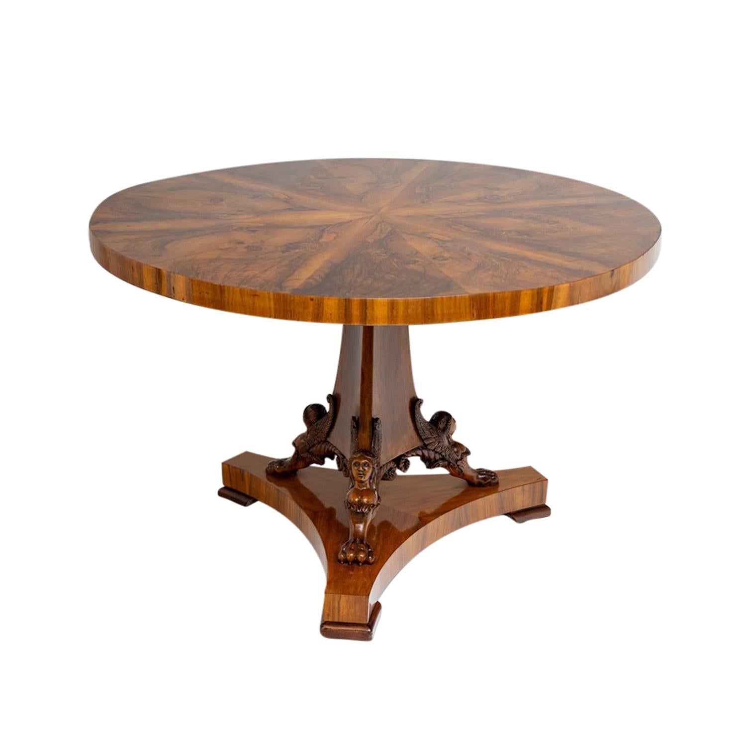Autrichien Table de salon Biedermeier autrichienne du 19ème siècle, table centrale ronde ancienne en vente