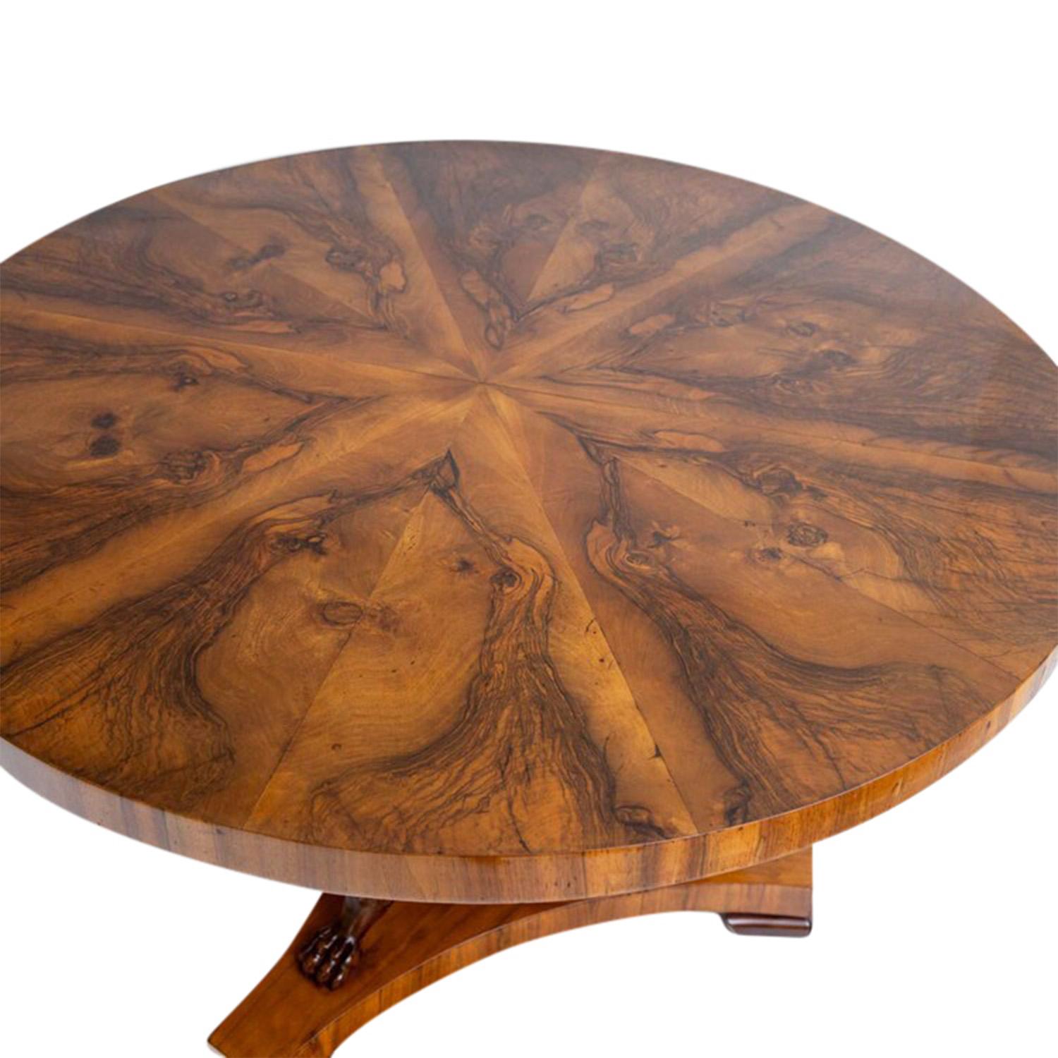 Table de salon Biedermeier autrichienne du 19ème siècle, table centrale ronde ancienne Bon état - En vente à West Palm Beach, FL
