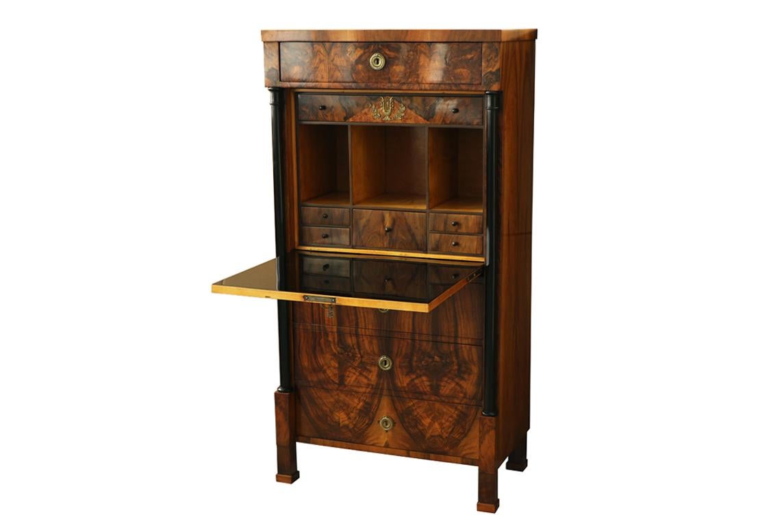 Ebonized 19th Century Fine Biedermeier Walnut Secretaire. Vienna, c. 1825-30.