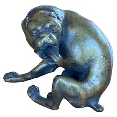 19th Century Austrian Bronze Bulldog Seated with Tongue Out