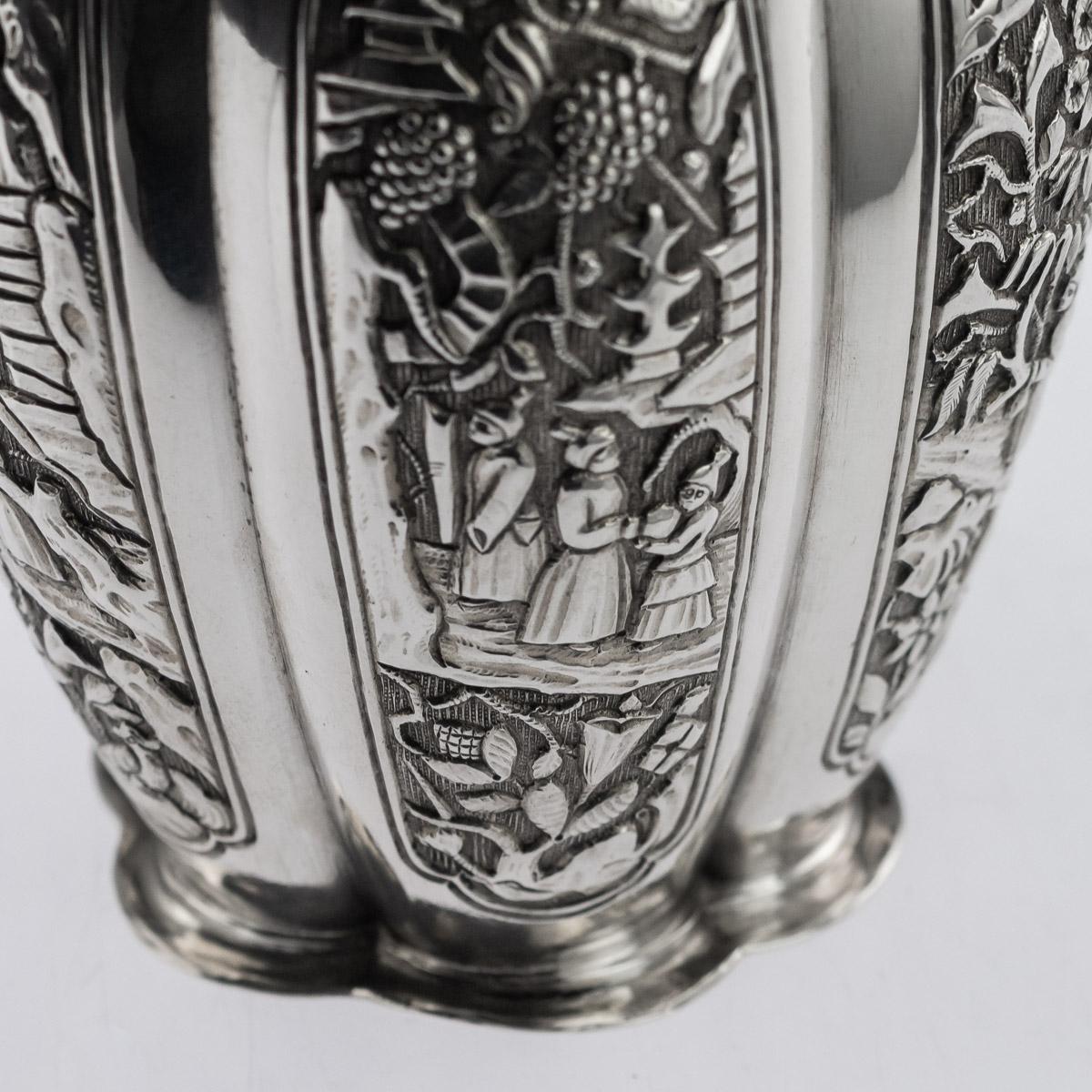 19th Century Austrian Chinoiserie Solid Silver Tea Set, Klinkosch, c.1880 For Sale 8