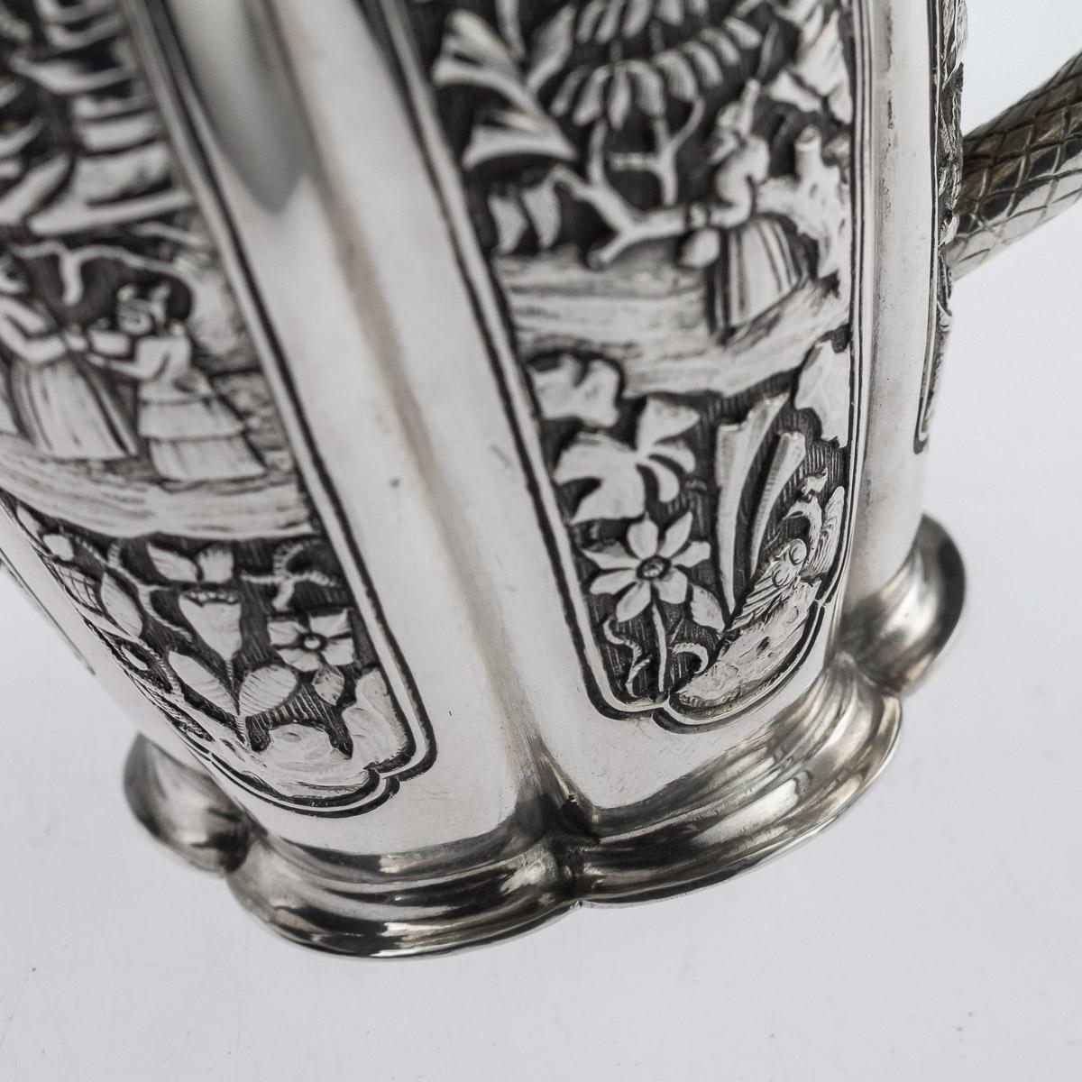 Argent Service à thé en argent massif de style chinoiseries autrichien du XIXe siècle, Klinkosch, vers 1880 en vente