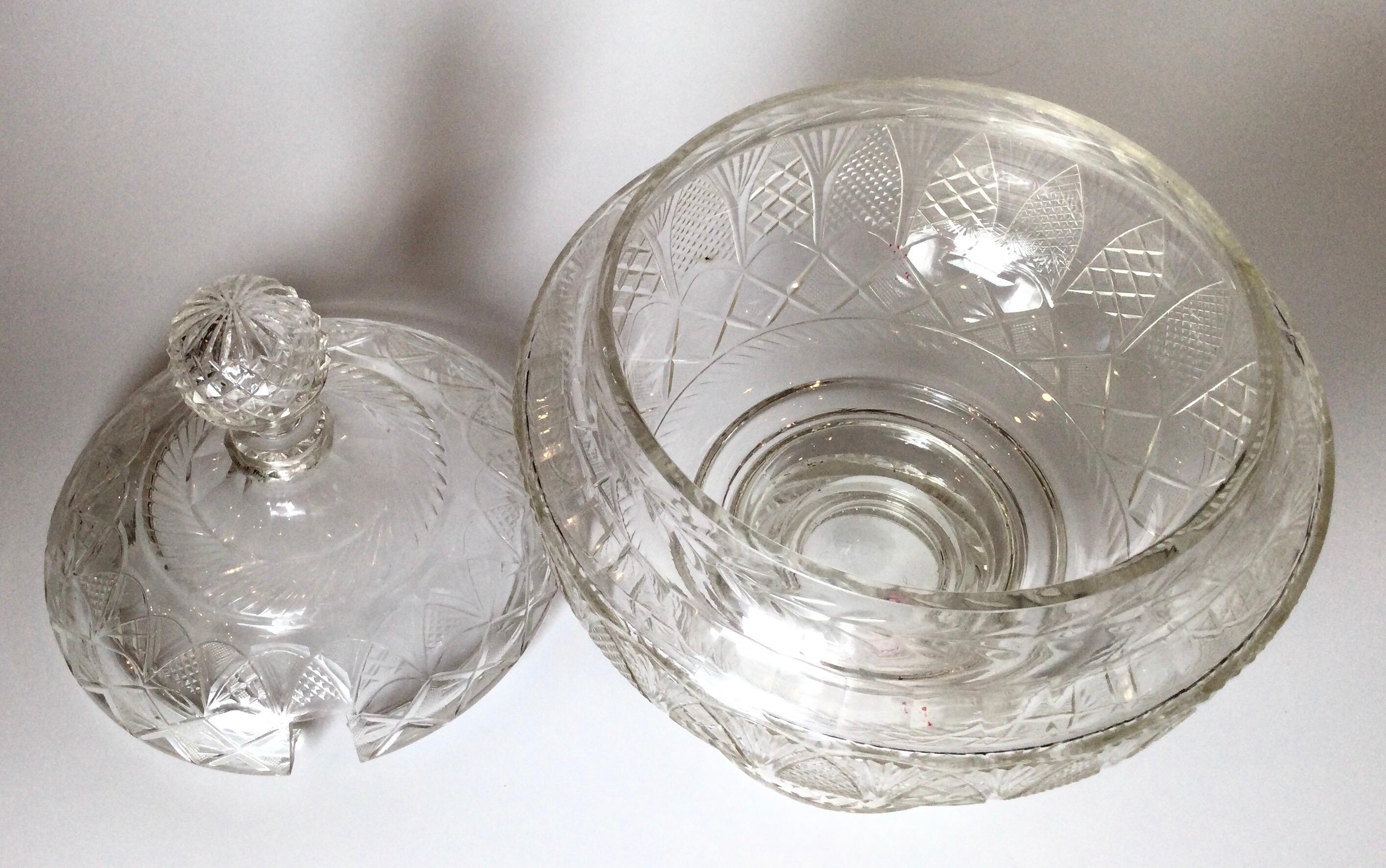 crystal punch bowl with lid