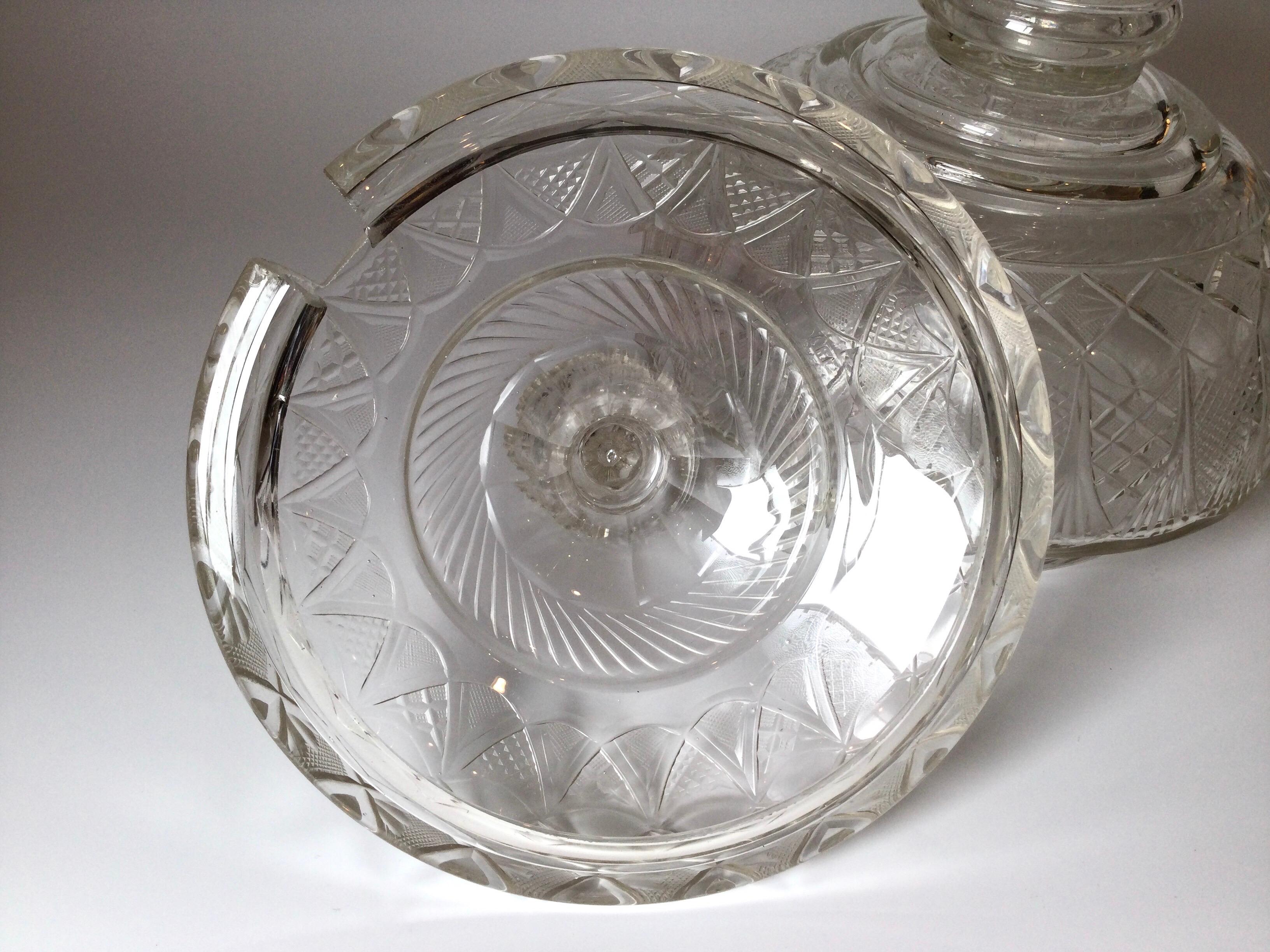 Late 19th Century 19th Century Austrian Cut Glass Punch Bowl with Lid For Sale