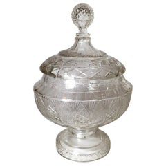 19th Century Austrian Cut Glass Punch Bowl with Lid