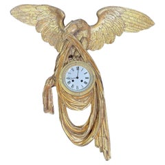19th Century Austrian Empire Gilt-Wood Wall Clock