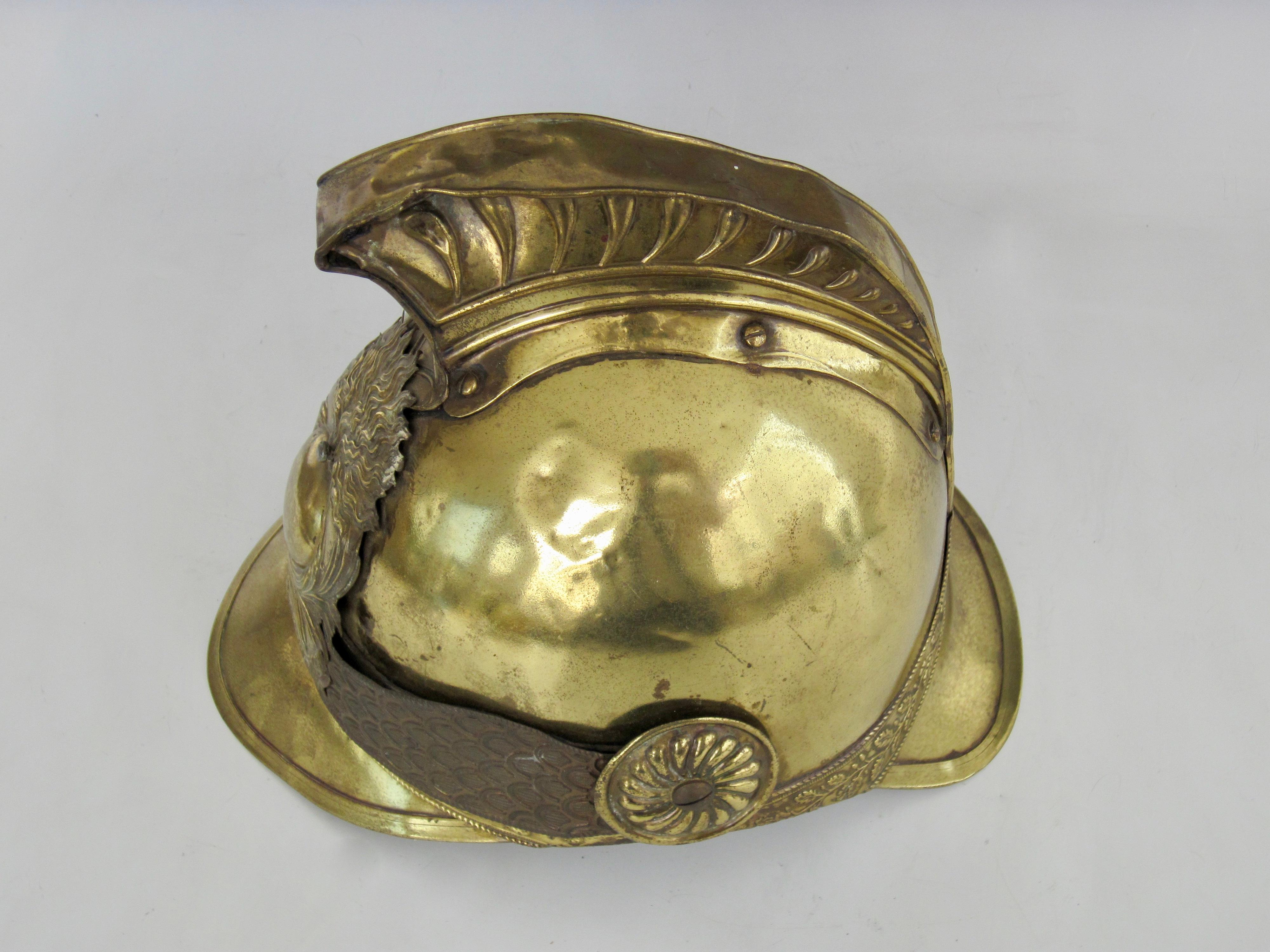 Laiton Casque de pompiers autrichien du 19ème siècle