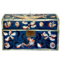 19th Century Austrian Folk Art Polychrome Painted Spruce Marriage Chest
