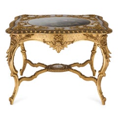19th Century Austrian Giltwood Centre Table with Royal Vienna Porcelain Plaques