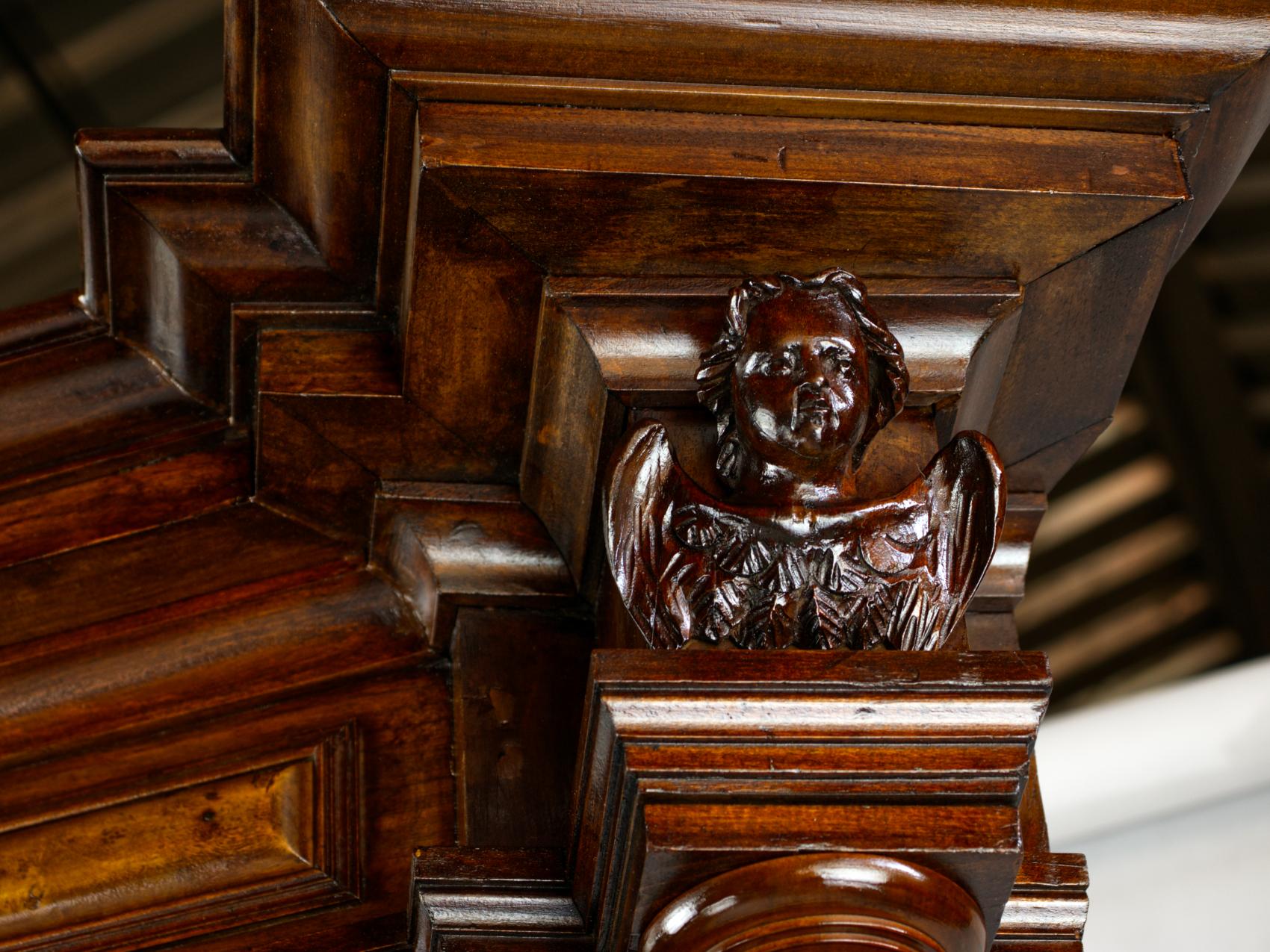 Walnut 19th Century Austrian Hand Carved Baroque Corner Cabinet For Sale