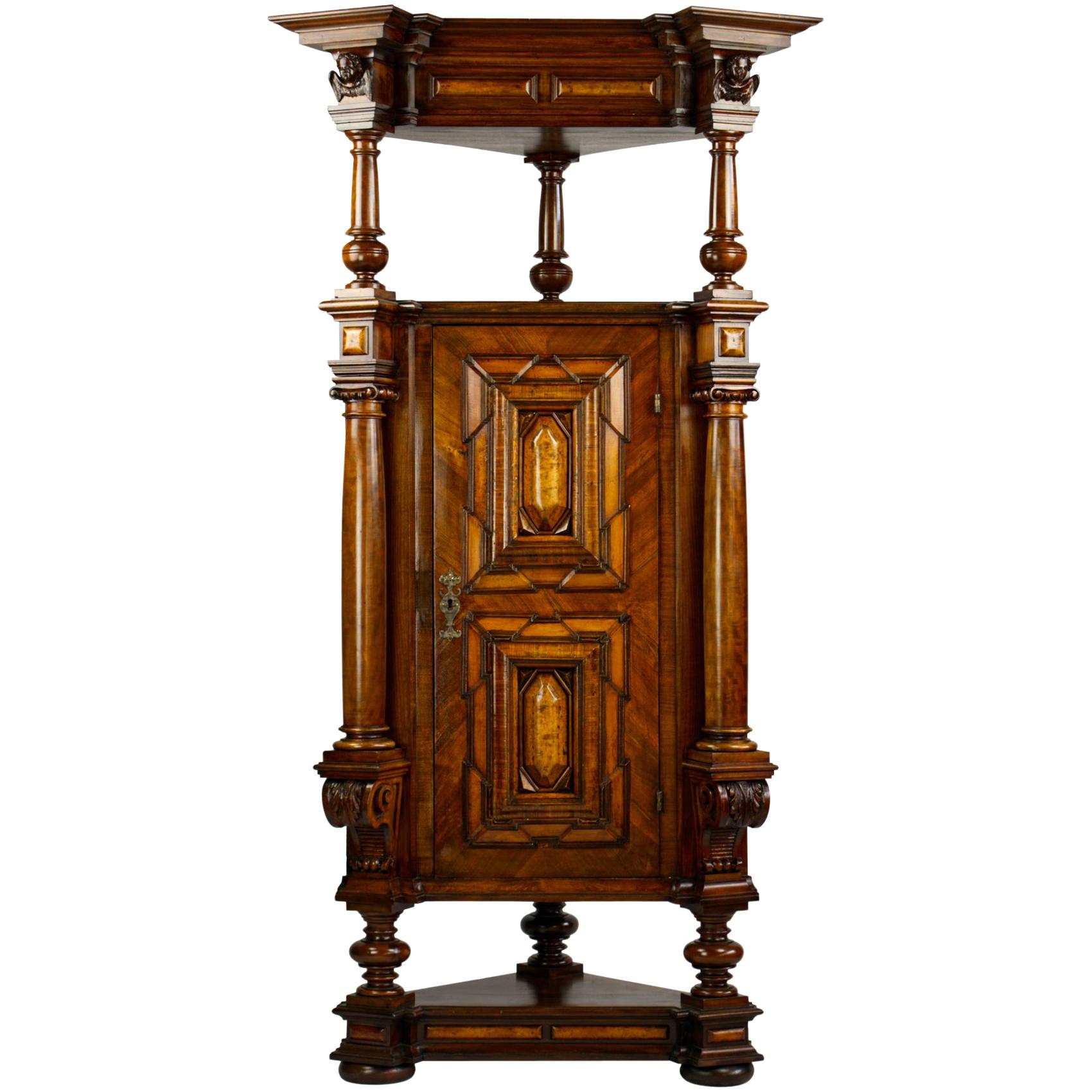 19th Century Austrian Hand Carved Baroque Corner Cabinet