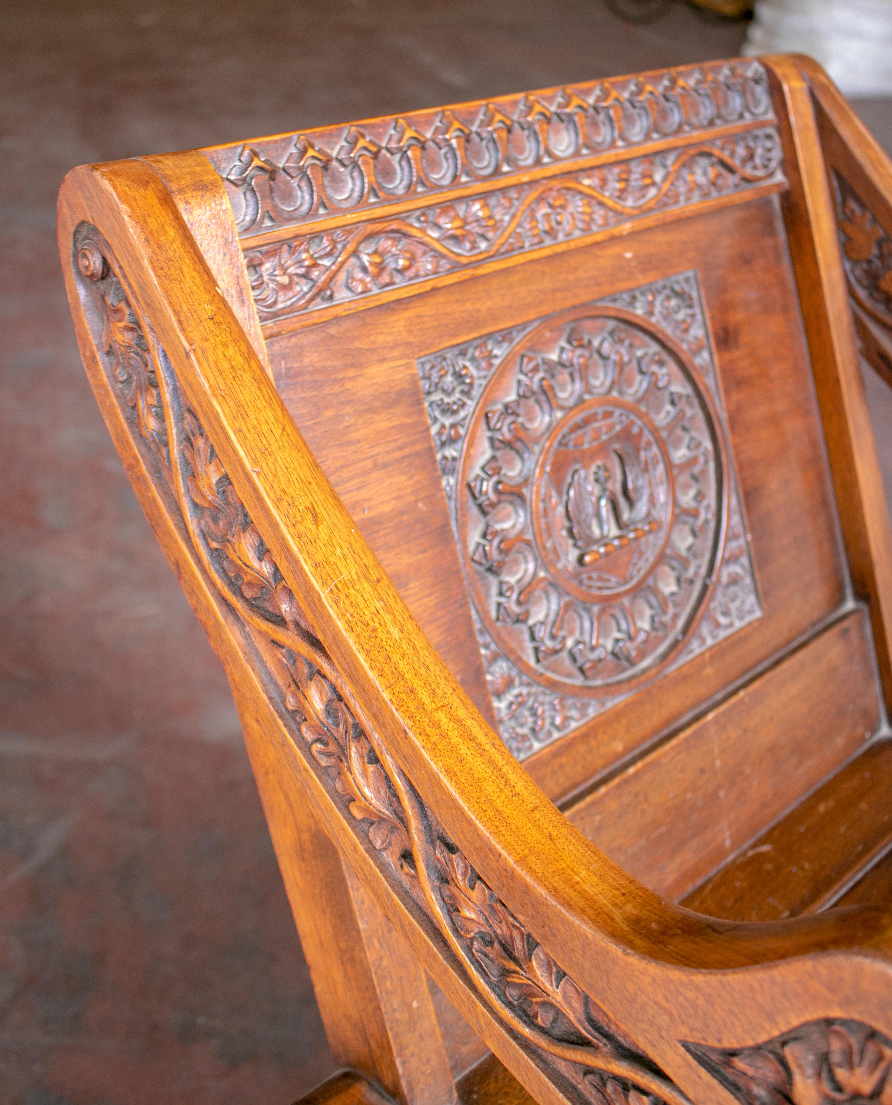 19th Century Austrian Hand Carved Oak Armchair For Sale 7