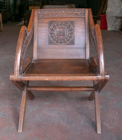 19th Century Austrian Hand Carved Oak Armchair