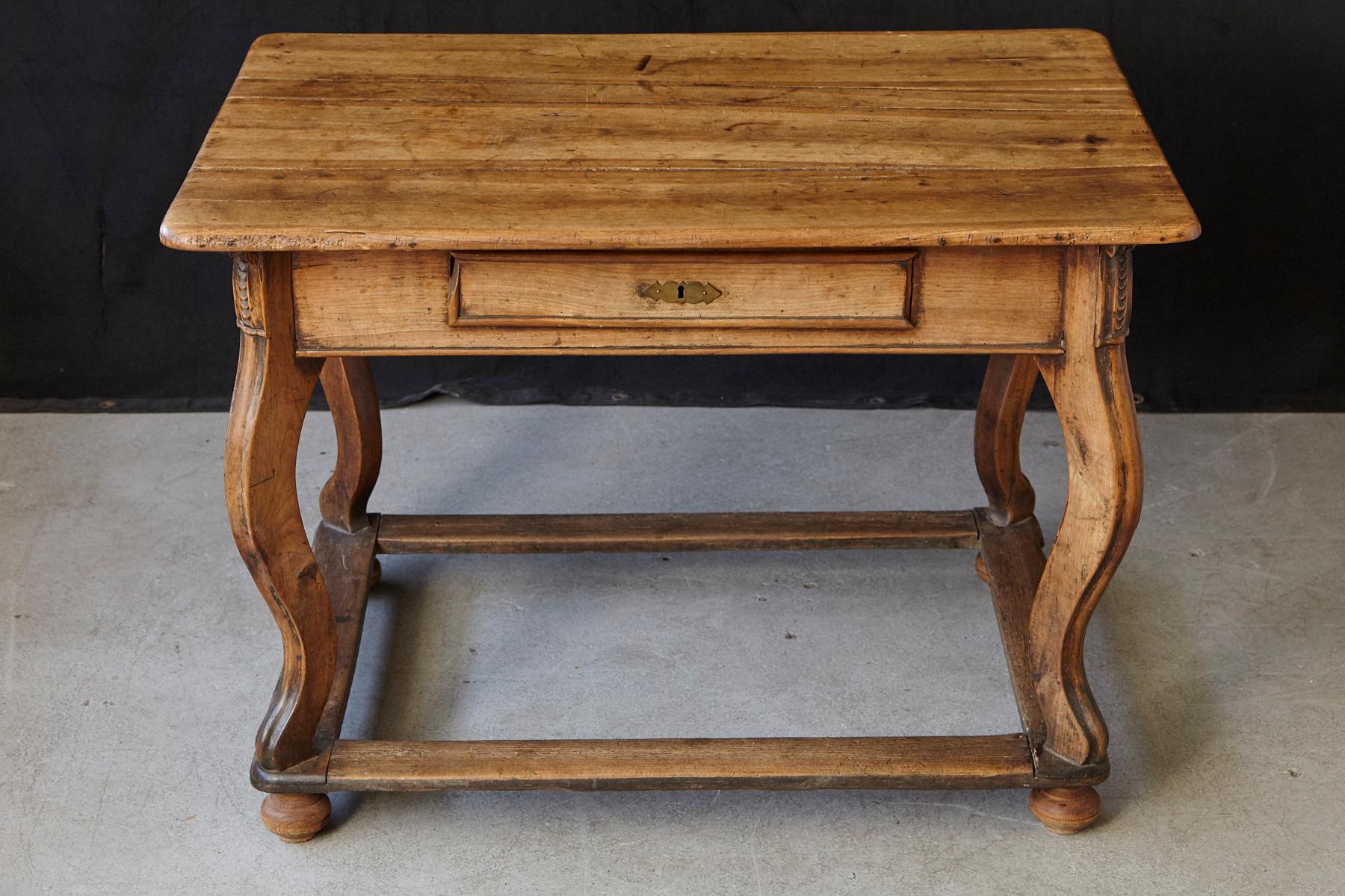 Country 19th Century Austrian Library or Farm House Table with Box Stretcher, circa 1810