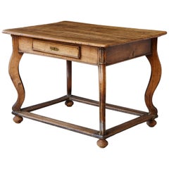 19th Century Austrian Library or Farm House Table with Box Stretcher, circa 1810