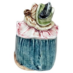 19th Century Austrian Majolica Fox tobacco Jar