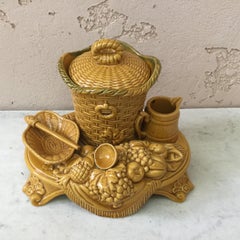 19th Century Austrian Majolica Tablescape Smoker Set