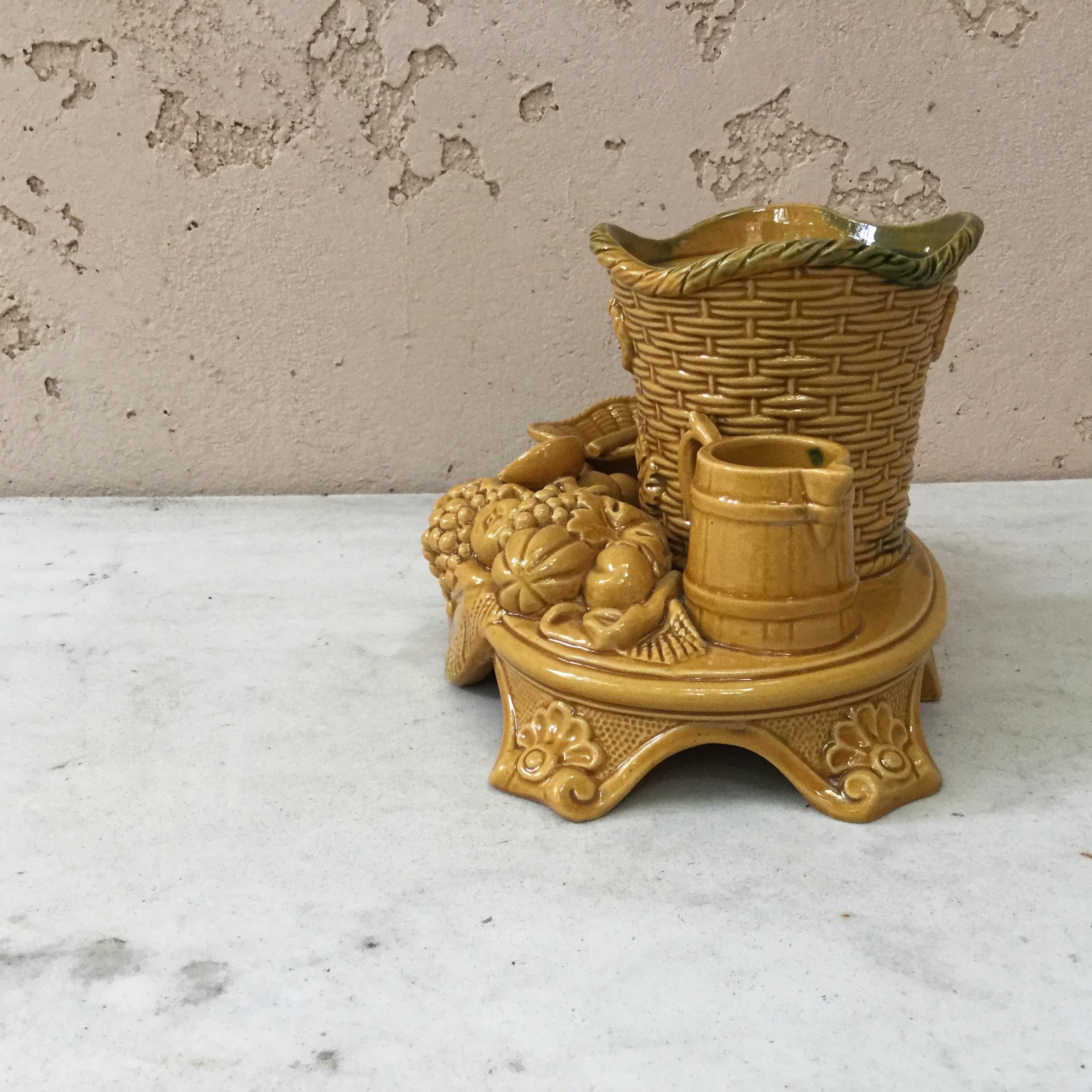 Ceramic 19th Century Austrian Majolica Tablescape Smoker Set For Sale