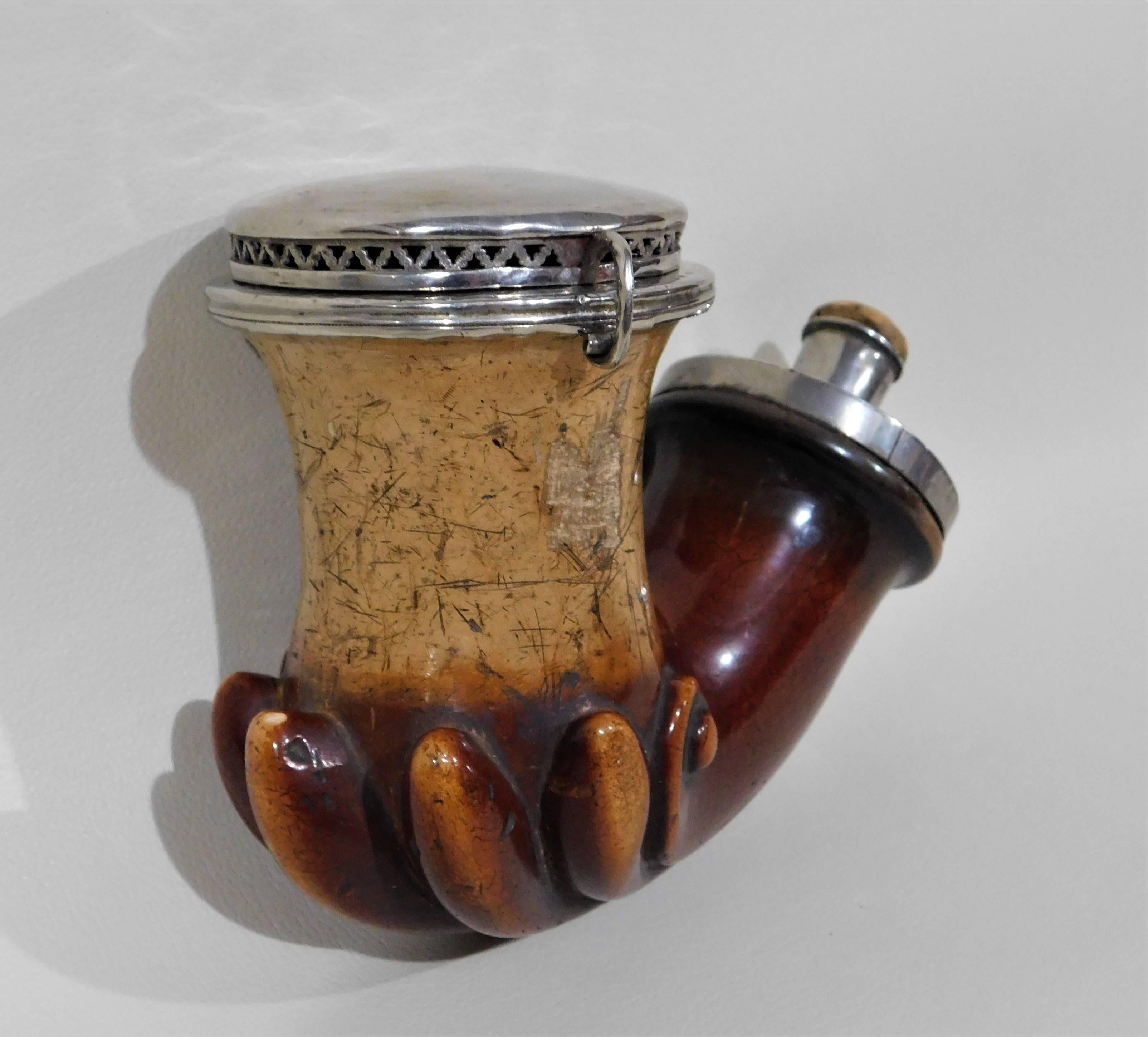 19th Century Austrian Meerschaum and Silver Carved Pipe For Sale 2