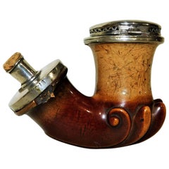 Pipa austriaca del siglo XIX de espuma de mar y plata tallada