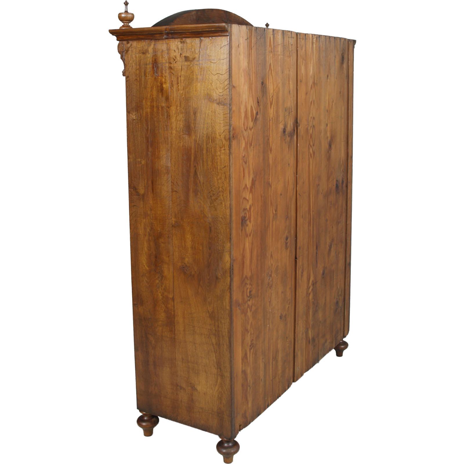 19th Century from Vienna Neoclassic Wardrobe Closet in Massive Oak Wax Polished For Sale 5