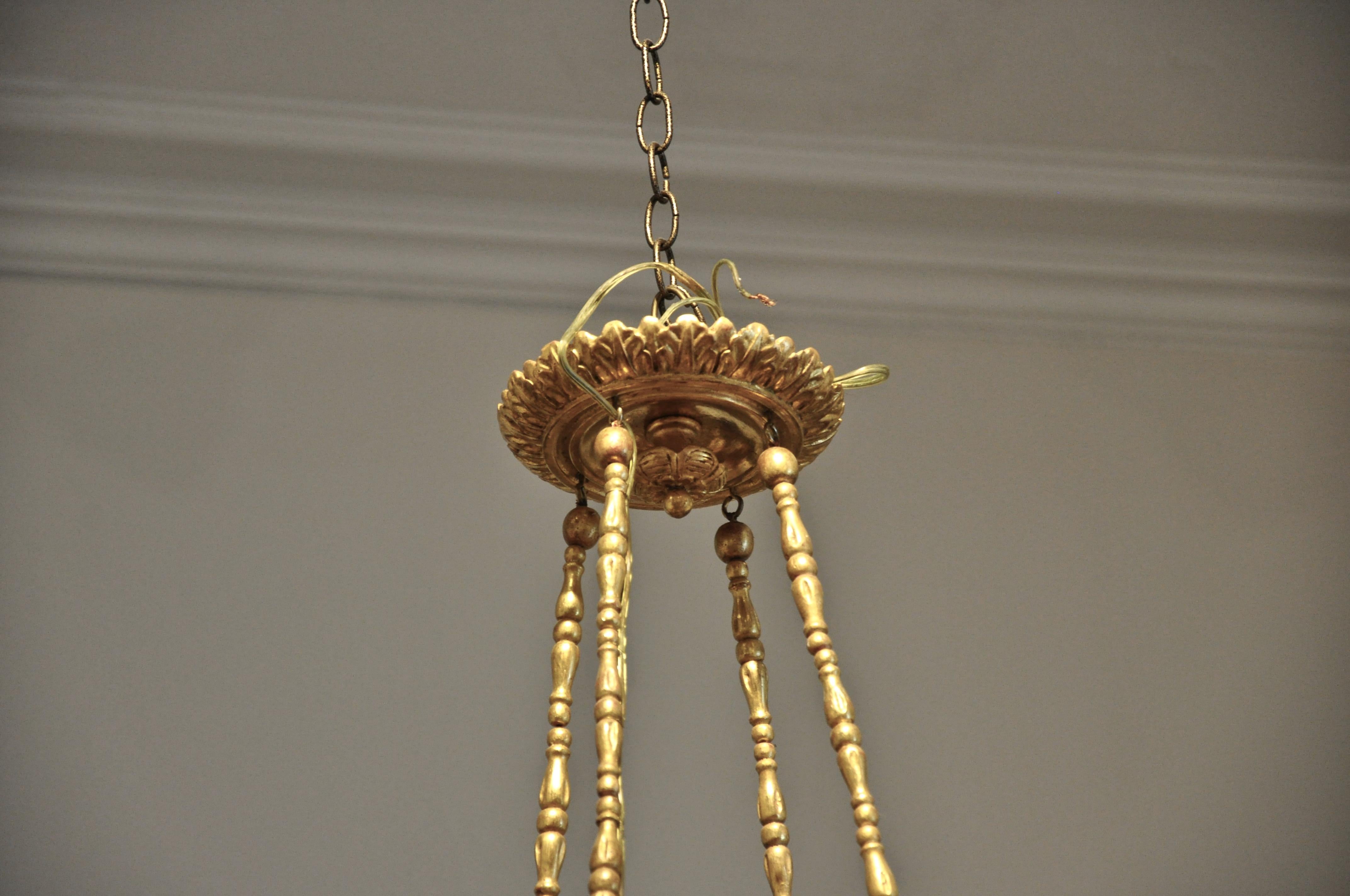 Wrought Iron 19th Century Austrian Neoclassical Giltwood Chandelier