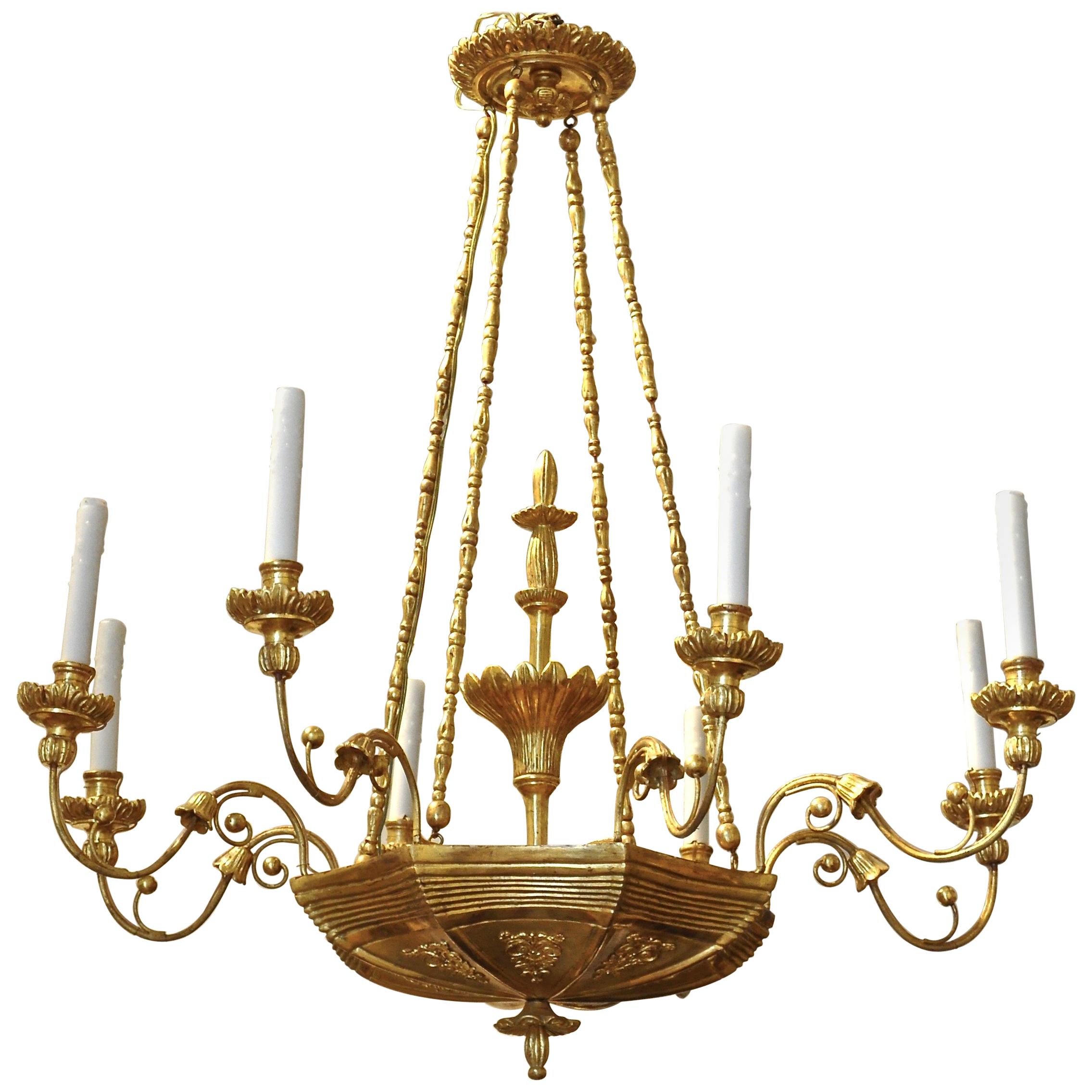 19th Century Austrian Neoclassical Giltwood Chandelier 1