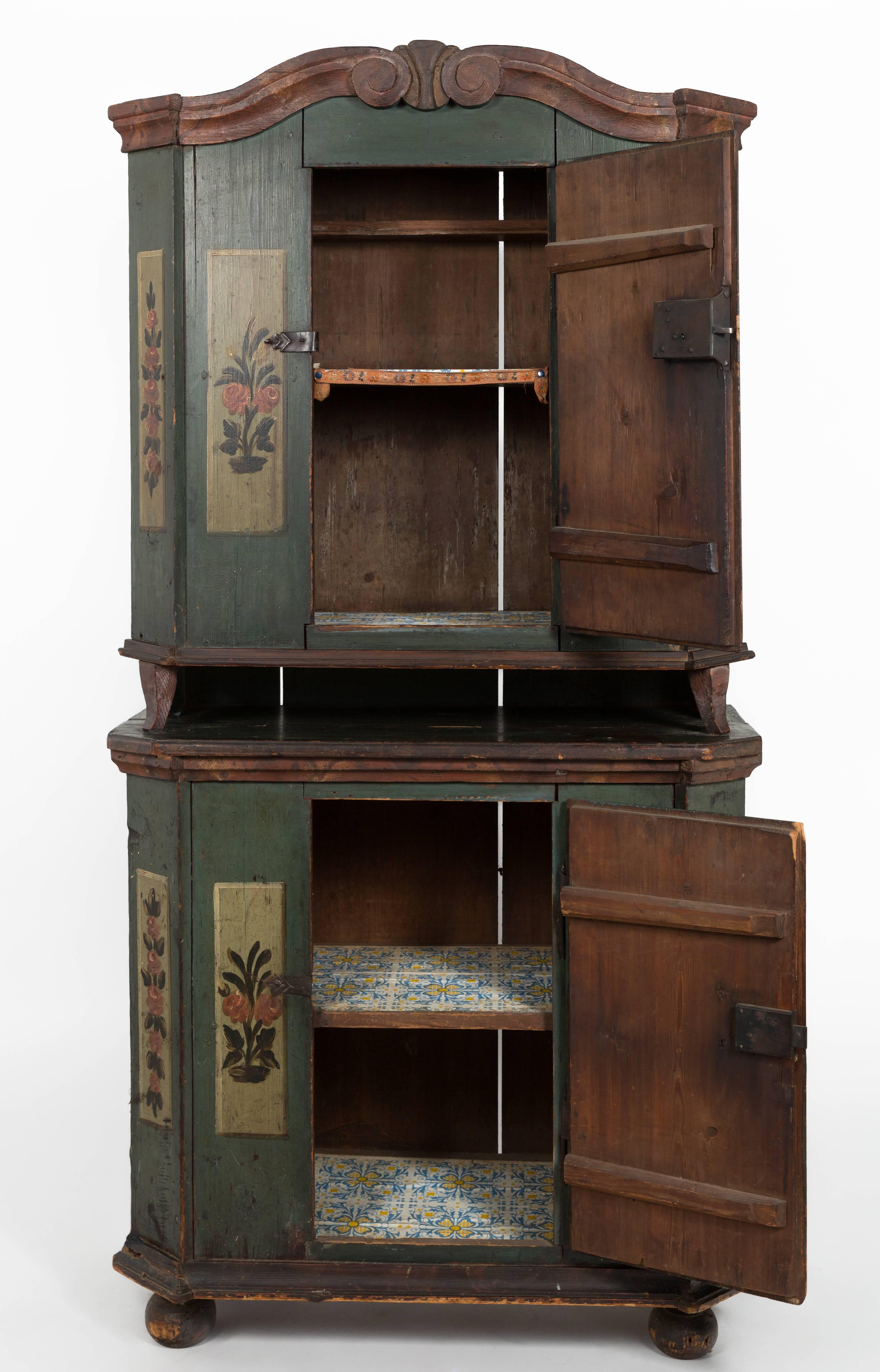 Mid-19th Century 19th Century Austrian Painted Cabinet Dated 1837