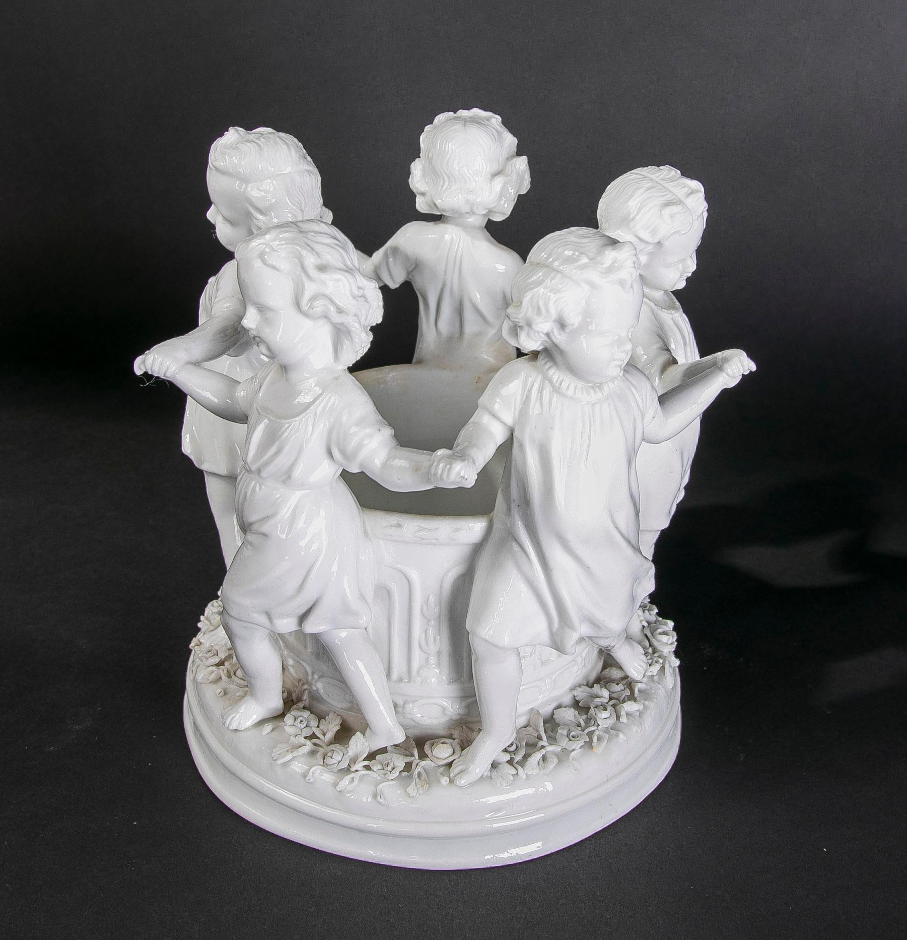19th Century Austrian Porcelain Sculptural Set in White with Children.