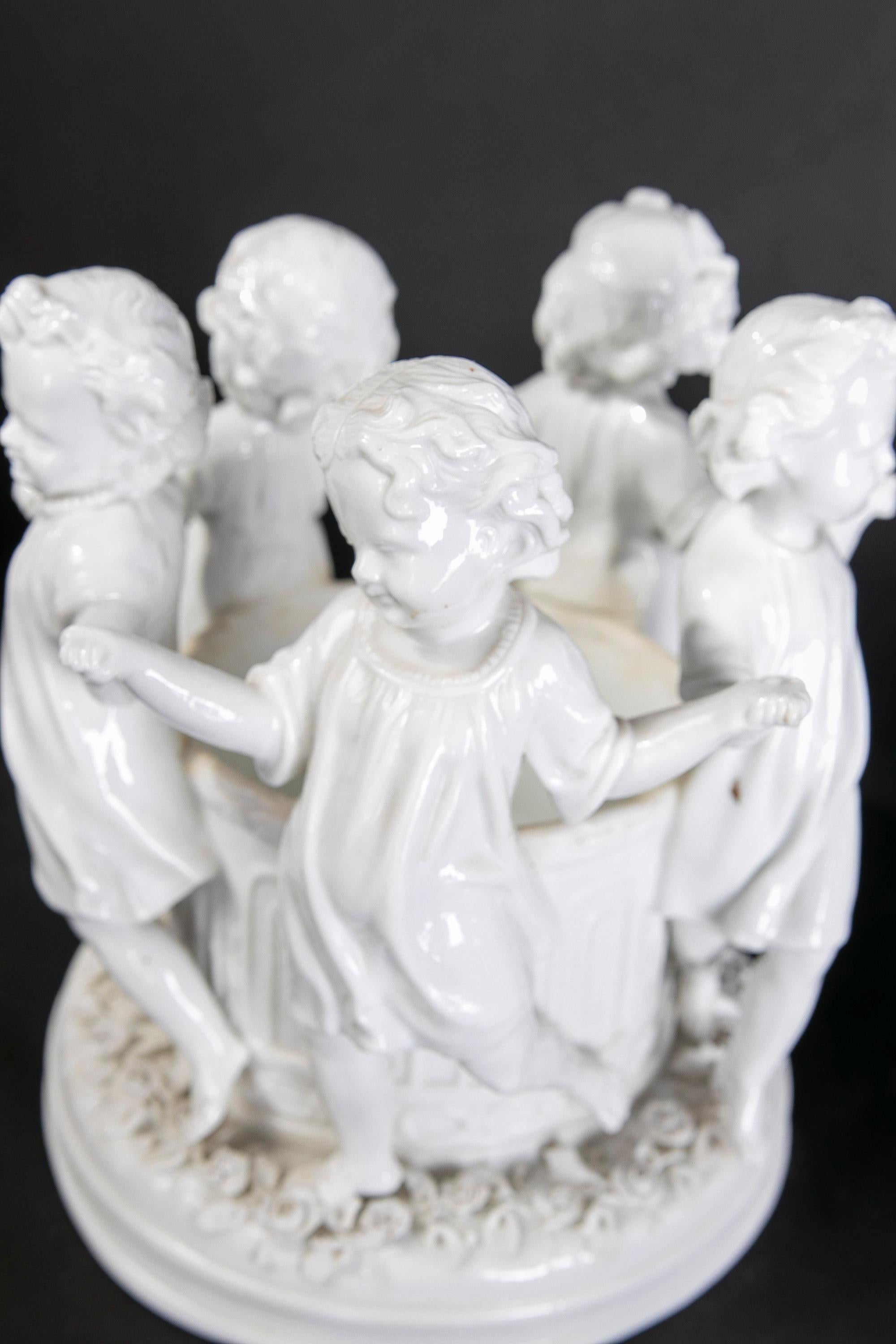 19th Century Austrian Porcelain Sculptural Set in White with Children For Sale 3