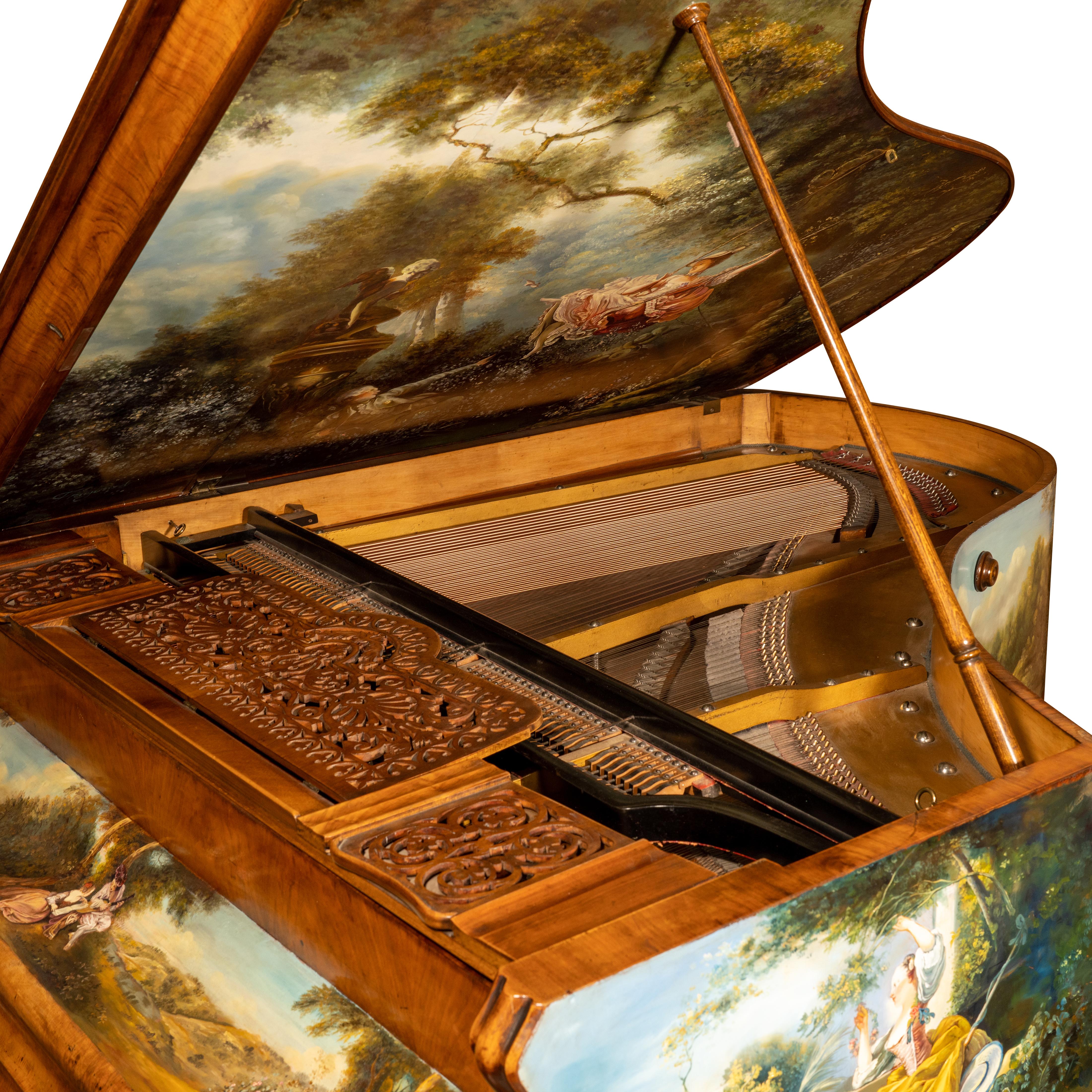 19th century Austrian Promberger & Son hand painted grand piano For Sale 2