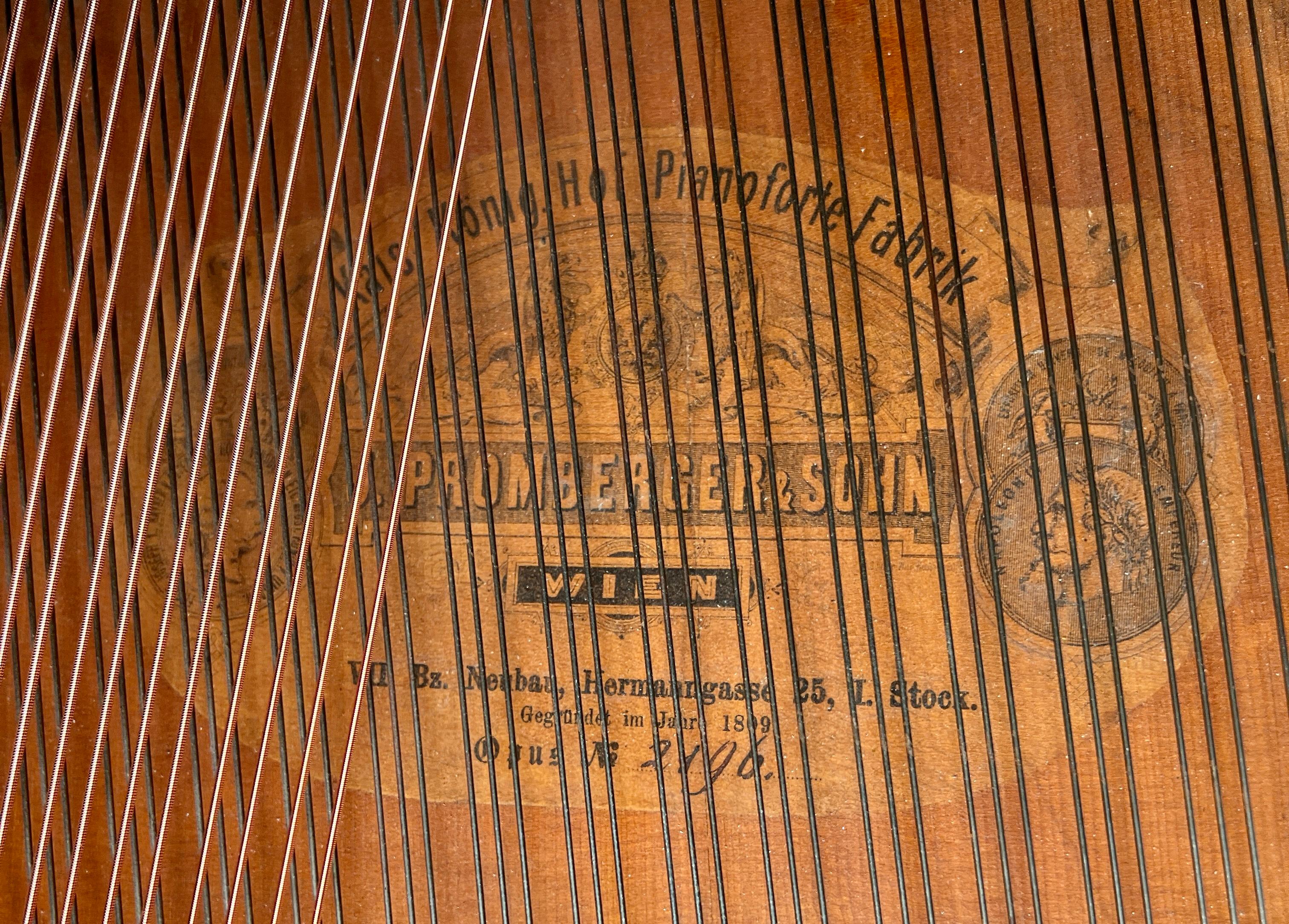 19th century Austrian Promberger & Son hand painted grand piano 4
