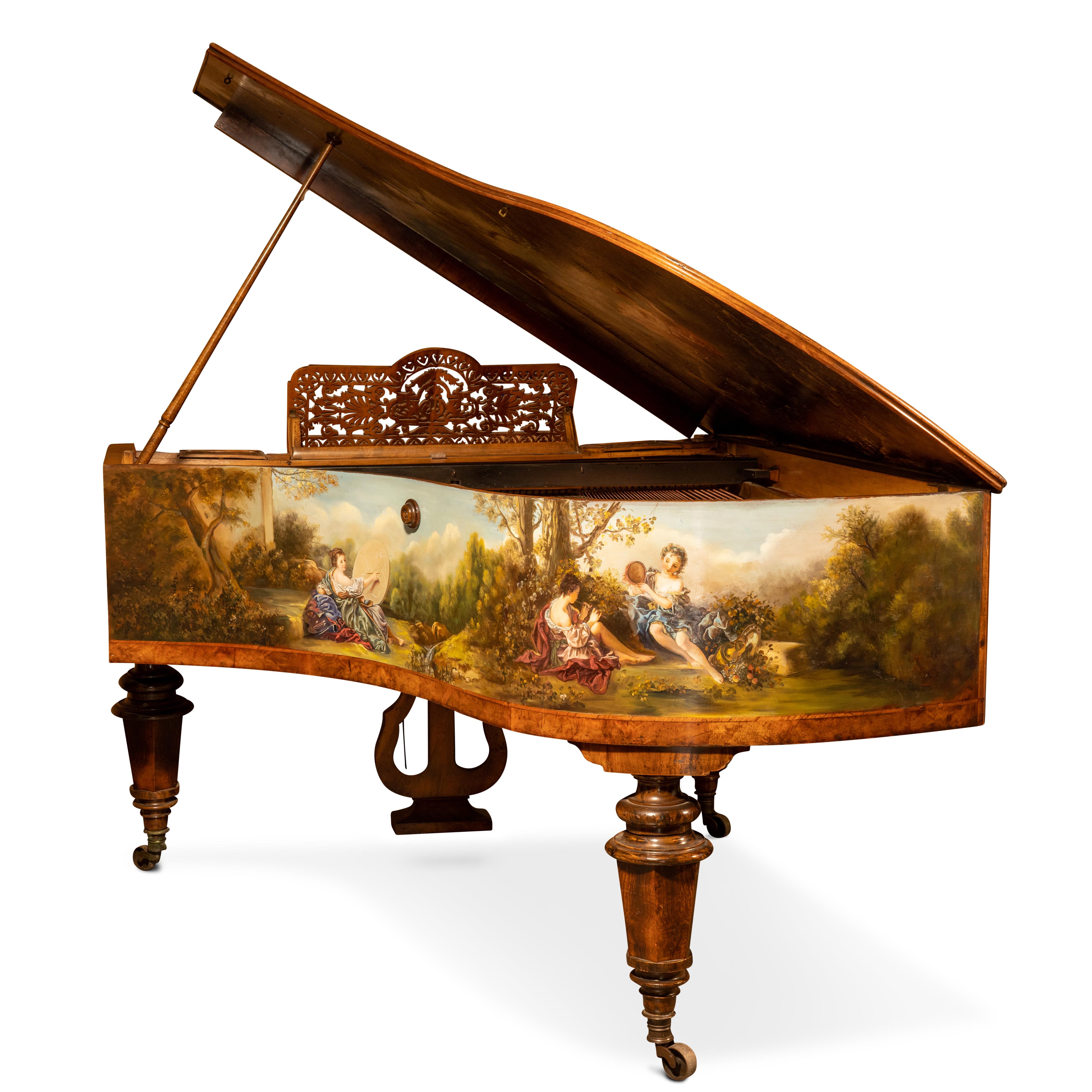 Late 19th Century 19th century Austrian Promberger & Son hand painted grand piano For Sale