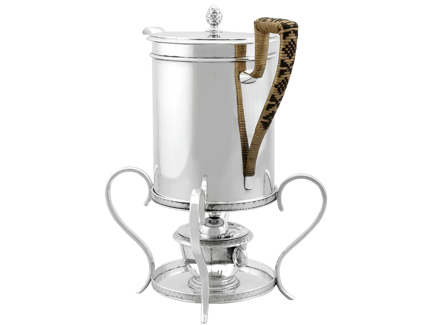 19th Century Austrian Silver Coffee Pot with Spirit Burner In Excellent Condition For Sale In Jesmond, Newcastle Upon Tyne