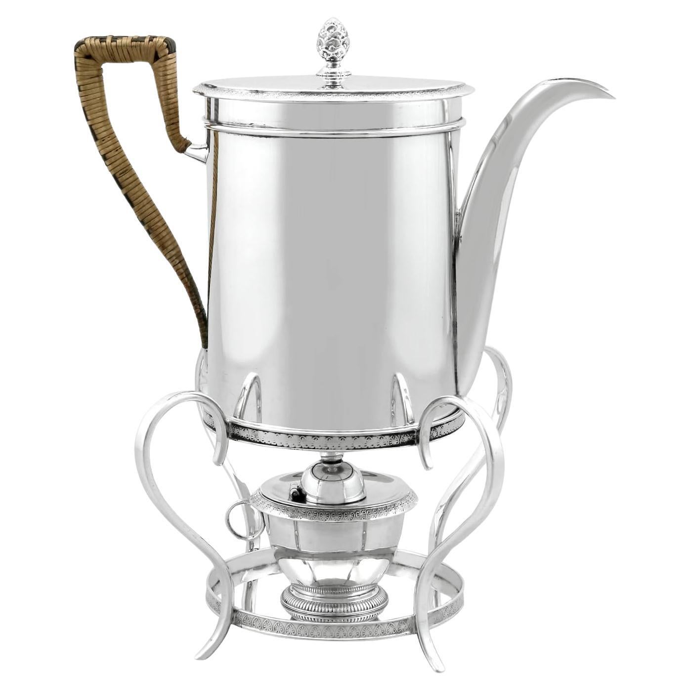 19th Century Austrian Silver Coffee Pot with Spirit Burner For Sale