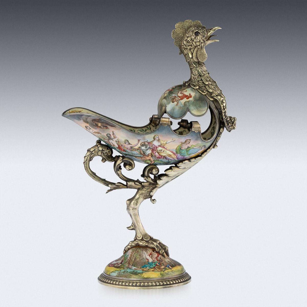 Gallo austriaco del siglo XIX, plata dorada y esmalte, Ludwig Politzer, hacia 1890 Austríaco