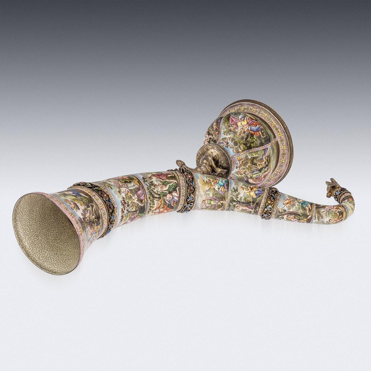 19th Century Austrian Silver Gilt & Enamel Hunting Horn, Karl Bank, C.1890 For Sale 2