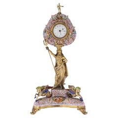 19th Century Austrian Silver-Gilt & Painted Enamel Clock, Karl Bender, c.1880