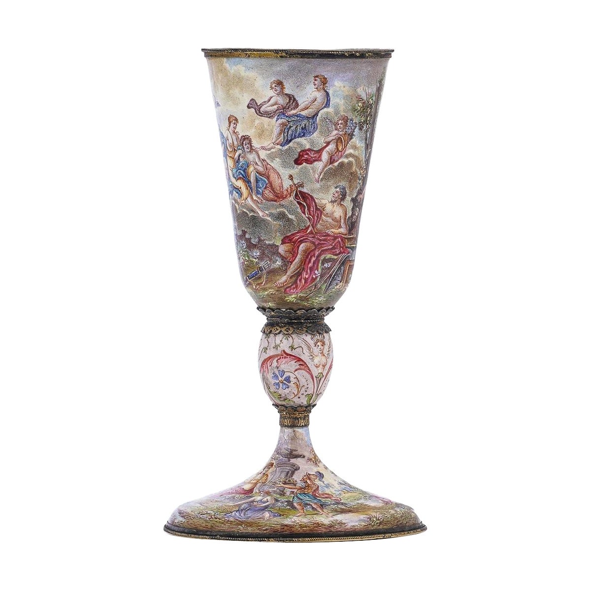 19th Century Austrian Solid Silver and Enamel Goblet, Vienna, circa 1880