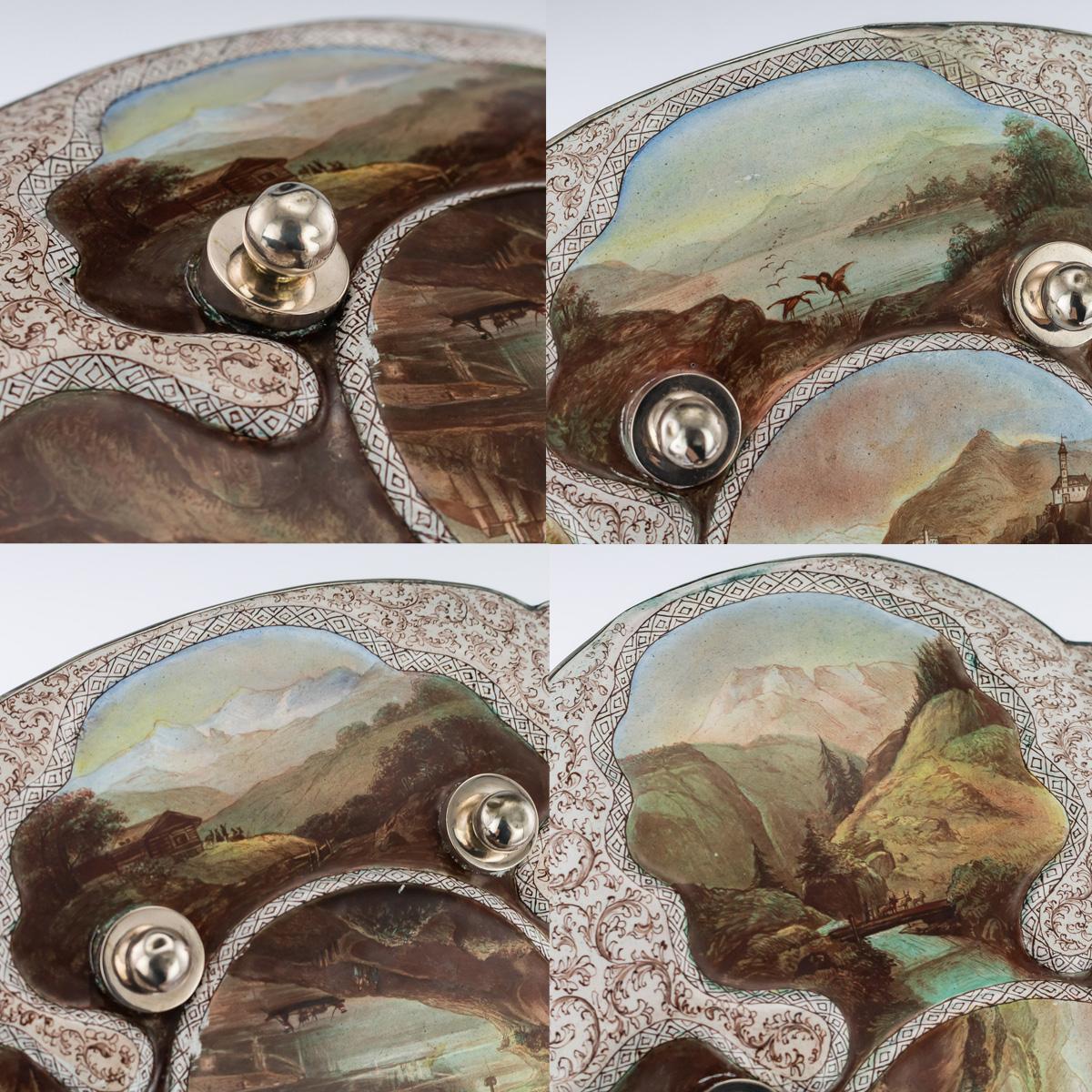 19th Century Austrian Solid Silver and Hand-Painted Enamel Dish, circa 1890 6