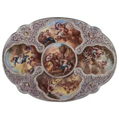 19th Century Austrian Solid Silver and Hand-Painted Enamel Dish, circa 1890